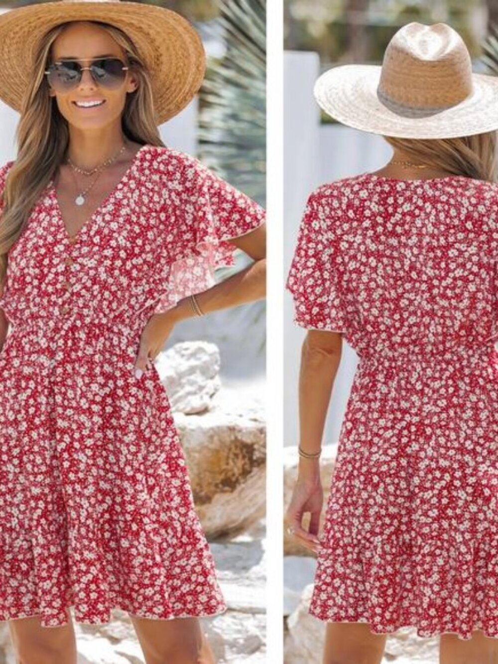 NWT CUPSHE So Into You Floral Mini Dress Size Large Red White